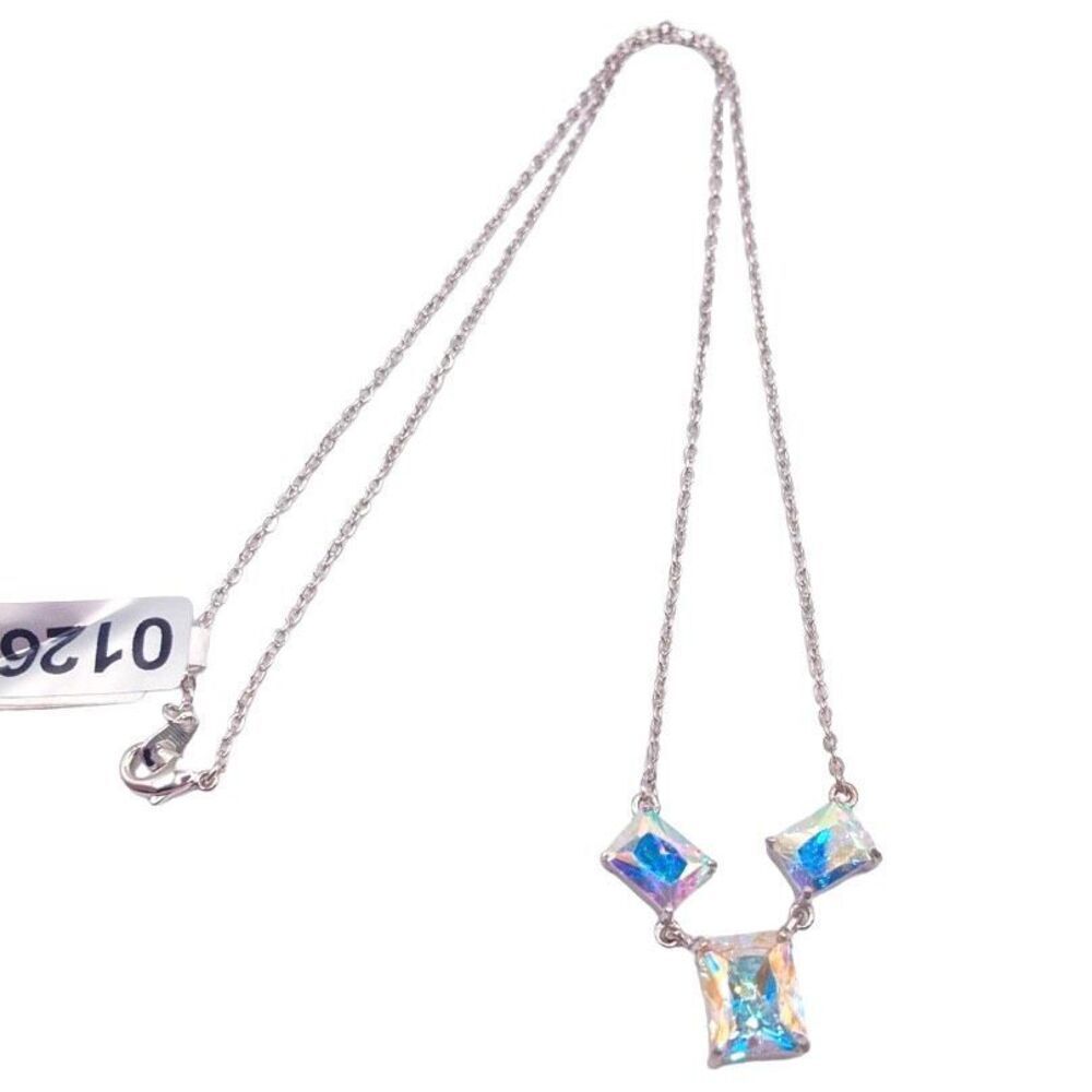 Silver Aurora Borealis rhinestone necklace